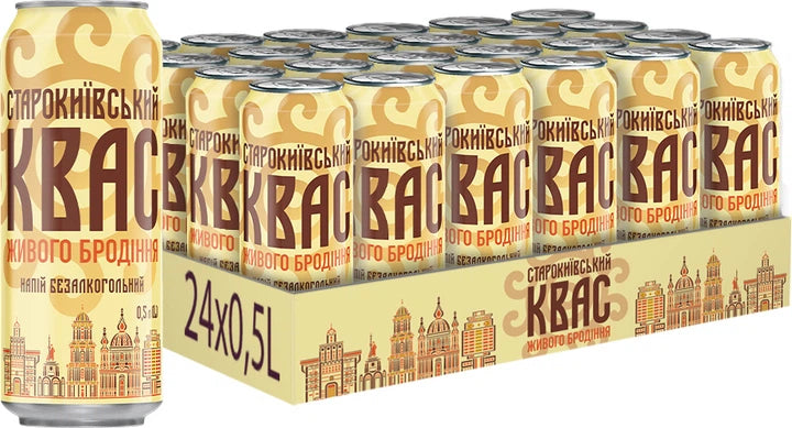 Kvass Starokyivskyi: Traditional Ukrainian Bread Kvass, Naturally Fermented (500ml Can) - The Authentic Taste of Kyiv