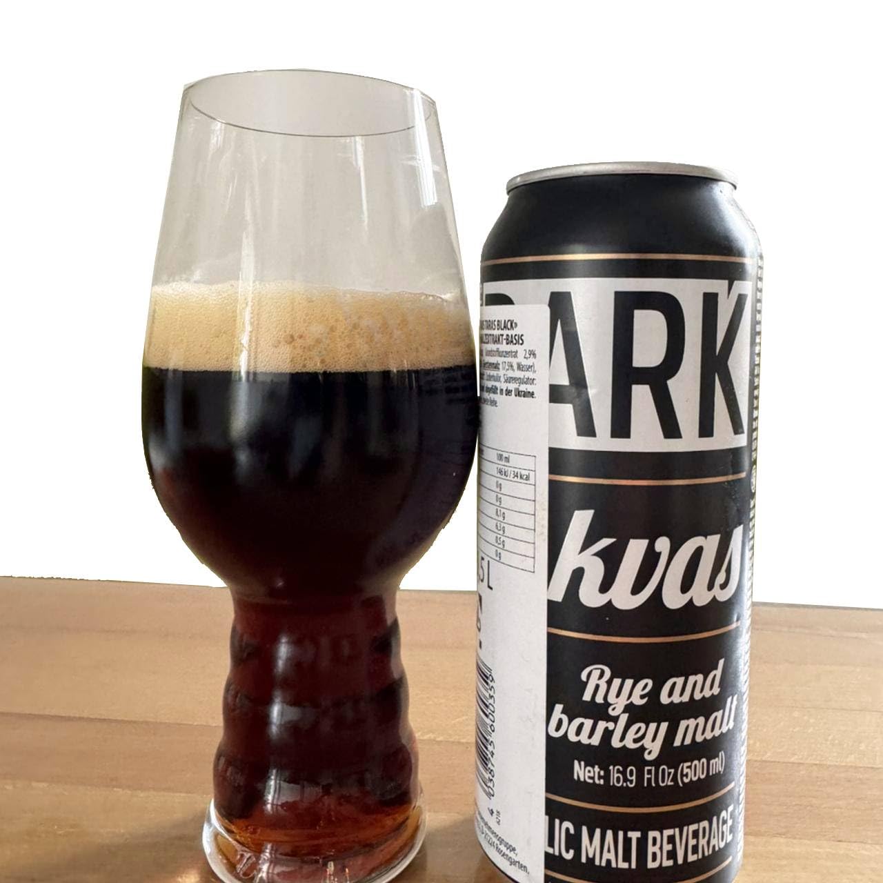 Kvas Taras Black Kvass: Deep, Malty Eastern European Fermented Drink (500ml Can)