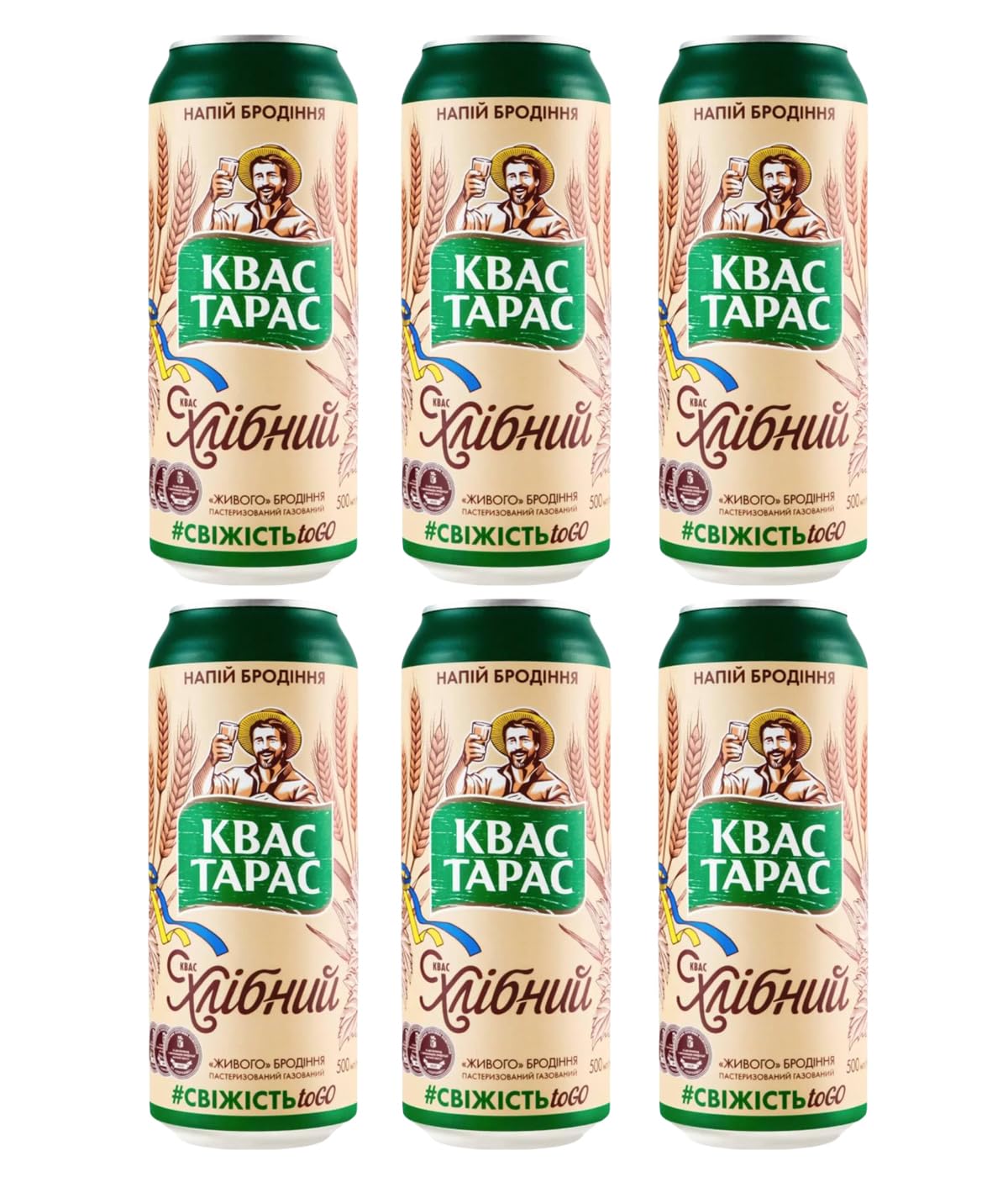 Kvas Taras Traditional Bread Kvass: Authentic Eastern European Fermented Drink (500ml Can)
