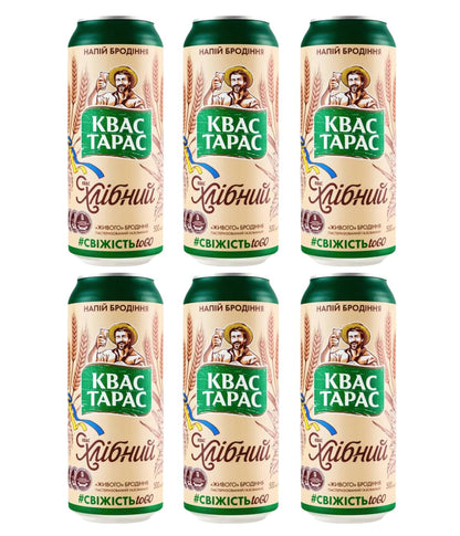 Kvas Taras Traditional Bread Kvass: Authentic Eastern European Fermented Drink (500ml Can)