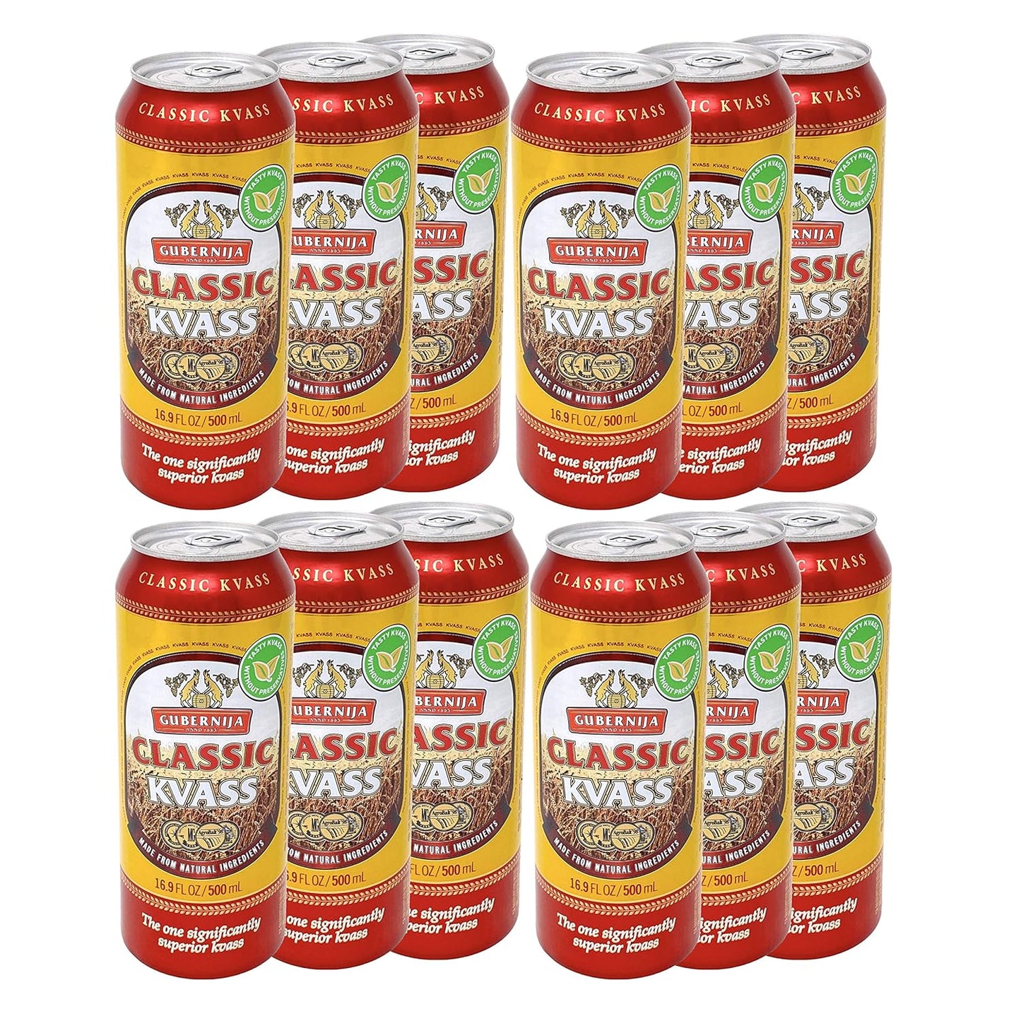Kvass Gubernija: Classic Lithuanian Bread Kvass, Naturally Fermented (500ml Can)