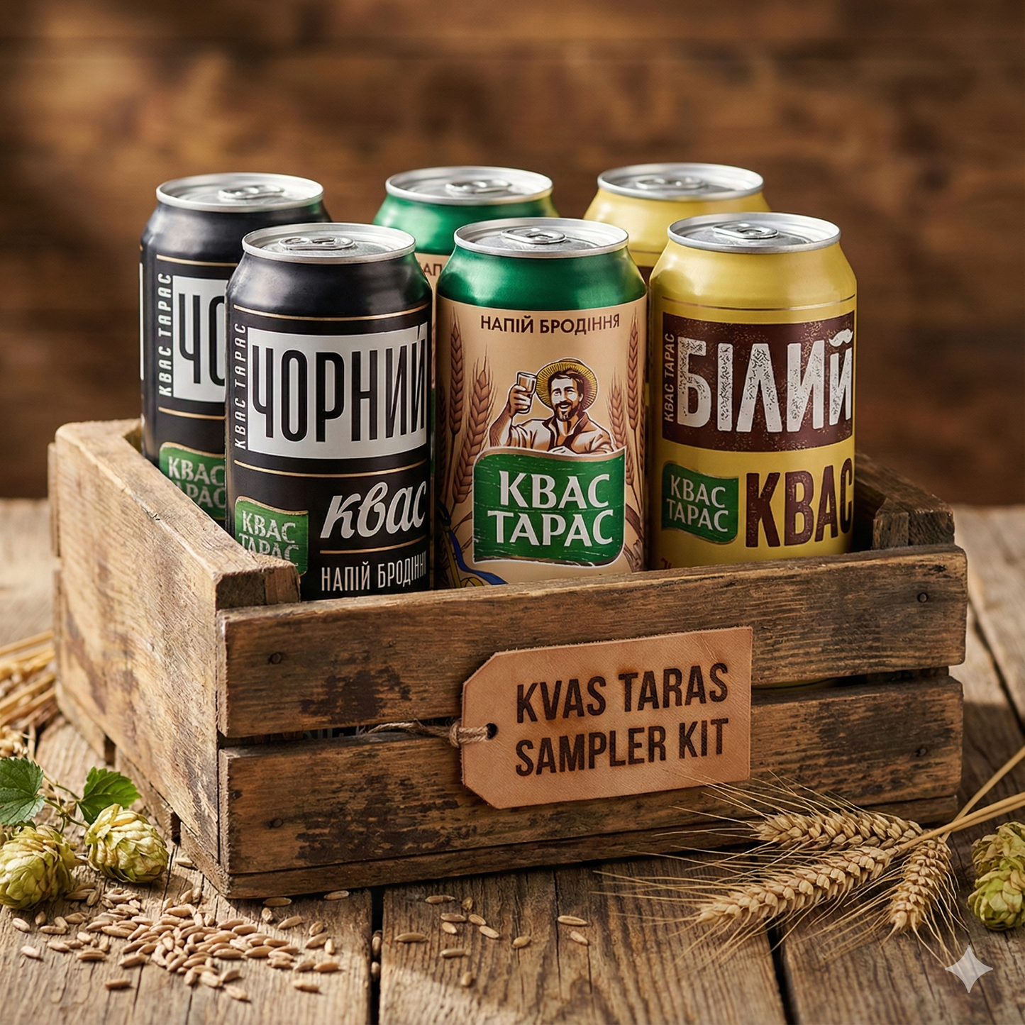 Kvas Taras Sampler Kit – 6-Can Ukrainian Kvass Variety Pack Kvas Taras Sampler Kit – 6-Can Ukrainian Kvass Variety Pack