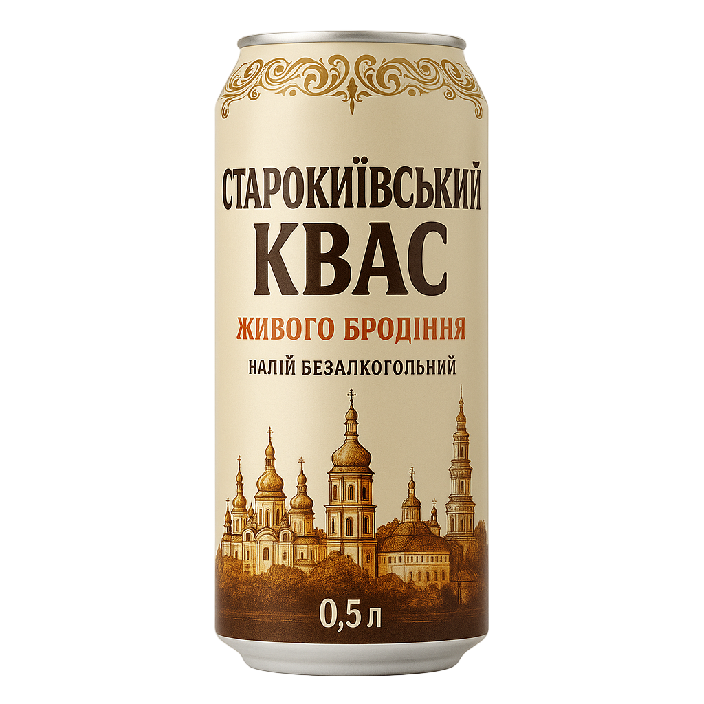 Kvass Starokyivskyi: Traditional Ukrainian Bread Kvass, Naturally Fermented (500ml Can) - The Authentic Taste of Kyiv