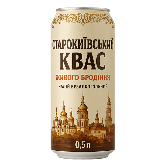 Kvass Starokyivskyi: Traditional Ukrainian Bread Kvass, Naturally Fermented (500ml Can) - The Authentic Taste of Kyiv