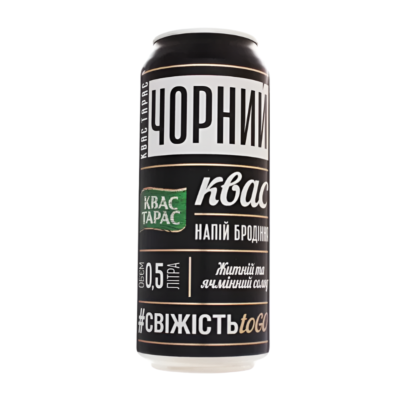 Kvas Taras Black Kvass: Deep, Malty Eastern European Fermented Drink (500ml Can)