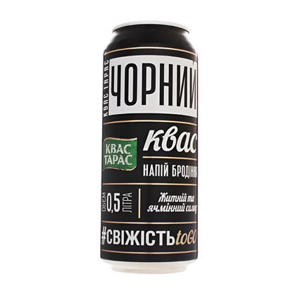 Kvas Taras Black Kvass: Deep, Malty Eastern European Fermented Drink (500ml Can)