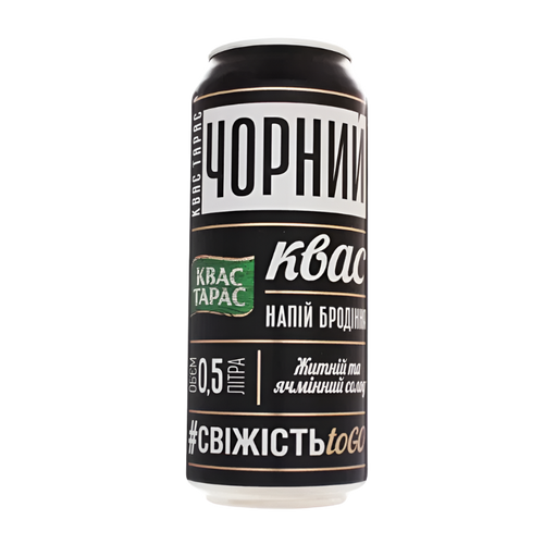 Kvas Taras Black Kvass: Deep, Malty Eastern European Fermented Drink (500ml Can)