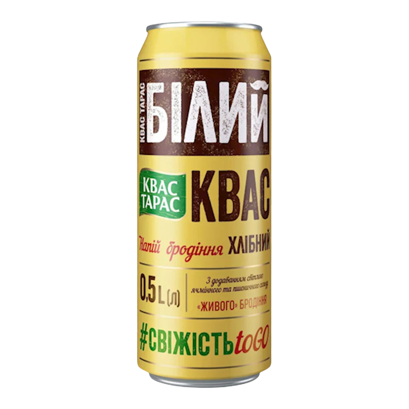 Kvas Taras White Kvass: Light & Refreshing Eastern European Fermented Drink (500ml Can)