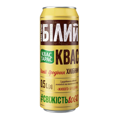 Kvas Taras White Kvass: Light & Refreshing Eastern European Fermented Drink (500ml Can)