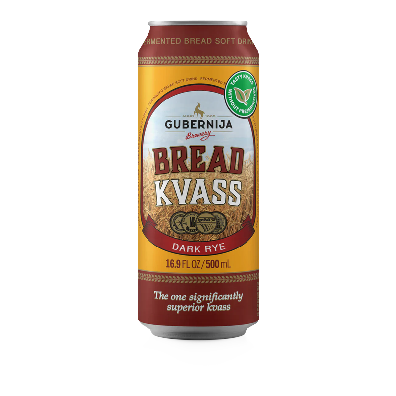 Kvass Gubernija: Classic Lithuanian Bread Kvass, Naturally Fermented (500ml Can)